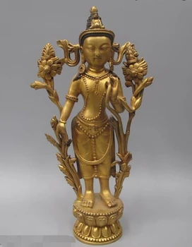 13.5"Tibet Buddhism Pure Bronze 24K Gold-plated Padmapani Kwan-Yin Buddha Statue
13.5"Tibet Buddhism Pure Bronze 24K Gold-plated Padmapani Kwan-Yin Buddha Statue