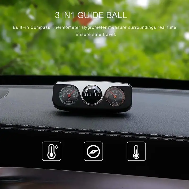 Onever 3 in1 Guide Ball Auto Vehicles Navigation Compass Thermometer Hygrometer Car Interior Accessories Decoration Ornaments
Onever 3 in1 Guide Ball Auto Vehicles Navigation Compass Thermometer Hygrometer Car Interior Accessories Decoration Ornaments