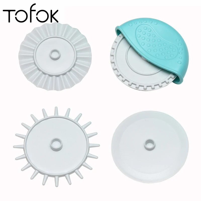 

Tofok 4Pcs/set Pizza Pastry Lattice Cutter Plastic Wheel Roller Knife For Dough Pie Crust Kitchen Baking Cake Decorating Tools