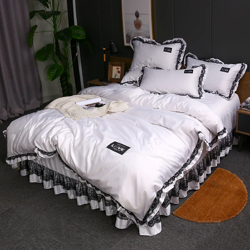 Korean Style Romantic 4 Pcs Bedding Sets 3 4 Pcs Solid Color Princess Duvet Cover Pillowcase Bedskirt Single Queen King Size
Korean Style Romantic 4 Pcs Bedding Sets 3 4 Pcs Solid Color Princess Duvet Cover Pillowcase Bedskirt Single Queen King Size