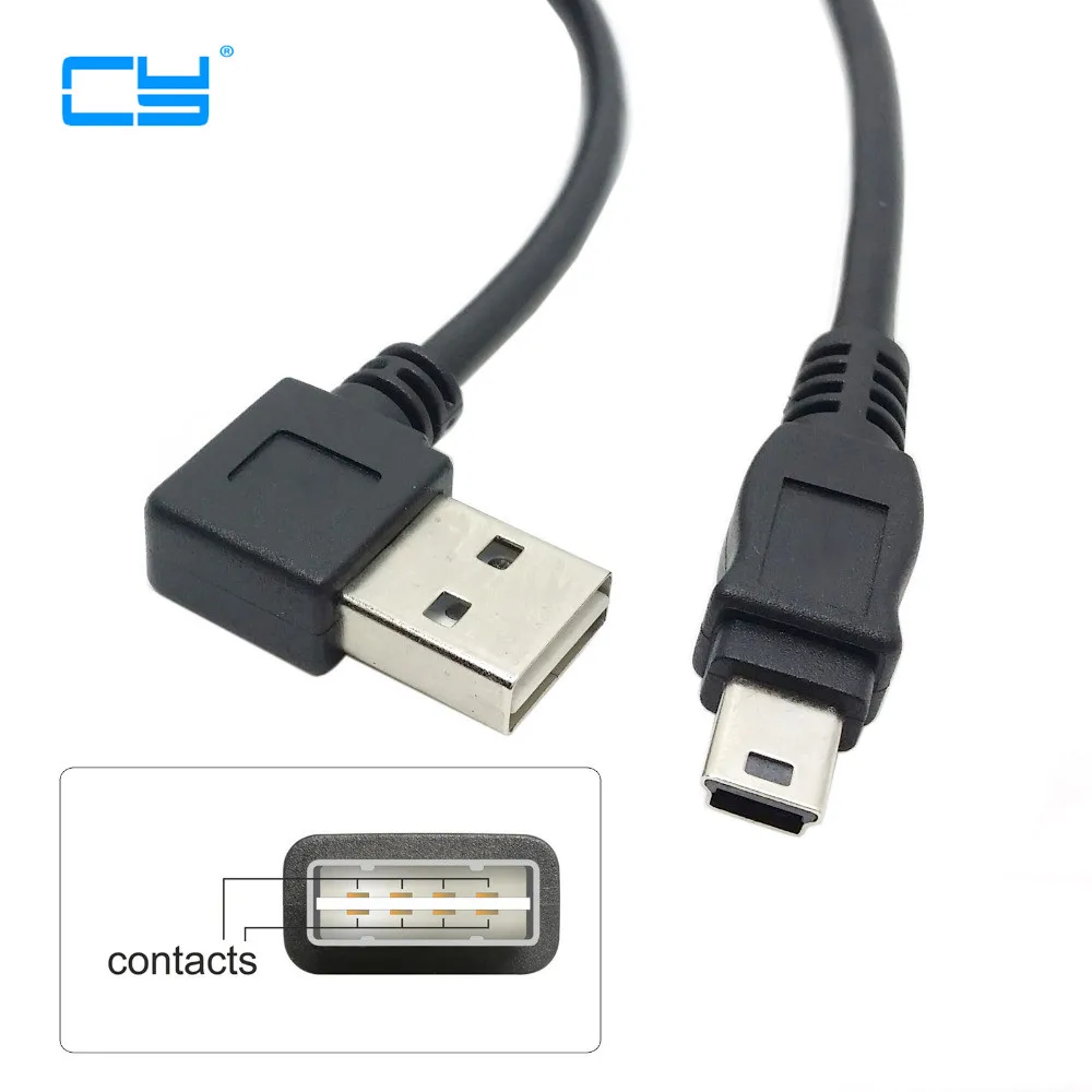 Кабель USB 2 0 папа-Mini 5Pin папа 100 см Реверсивный дизайн левый и правый угол 90 градусов
