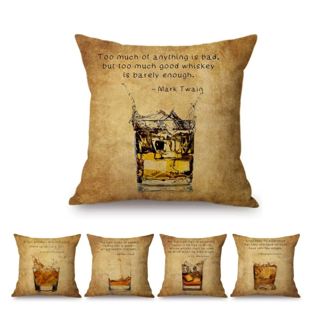 Vintage Whiskey Liquor Spirit Art Classic Quotation Letter Print Bar Home Decoration Sofa Pillow Case Cotton Linen Cushion Cover
Vintage Whiskey Liquor Spirit Art Classic Quotation Letter Print Bar Home Decoration Sofa Pillow Case Cotton Linen Cushion Cover