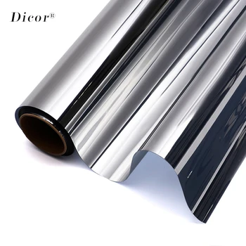 

40/50/60cm x 400cm One Way Mirrored Window Film Solar Reflective Glass Sticker Silver Layer Tint Room Building Decor Wallpaper