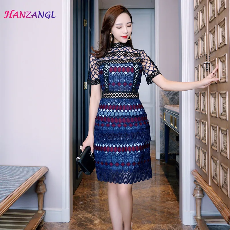 HANZANGL Real shot 2018 summer new SP Pencil dresses O-Neck Hollow Out Hook flower Short sleeve Lace dress
HANZANGL Real shot 2018 summer new SP Pencil dresses O-Neck Hollow Out Hook flower Short sleeve Lace dress