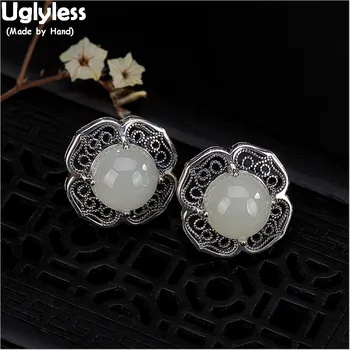 Uglyless Real 925 Sterling Silver Handmade Filigreed Hollow Flower Stud Earrings for Women Nature Jade Floral Studs Fine Jewelry
Uglyless Real 925 Sterling Silver Handmade Filigreed Hollow Flower Stud Earrings for Women Nature Jade Floral Studs Fine Jewelry