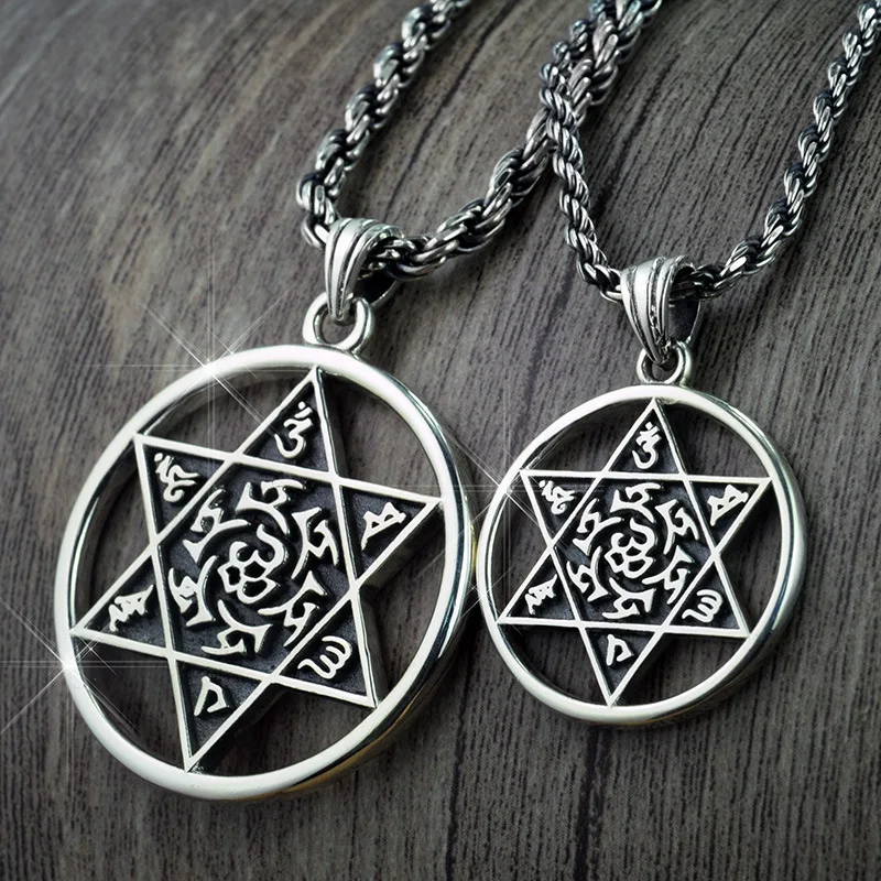 925 Sterling Silver Six Words Om Mani Padme Hum Pendant Vintage Hexagram Type For Couples Amulet Buddha Jewelry
925 Sterling Silver Six Words Om Mani Padme Hum Pendant Vintage Hexagram Type For Couples Amulet Buddha Jewelry
