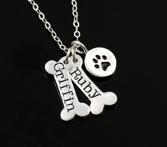 Puppies Gear Personalized Dog Bone Name Necklace Puppies Gear Personalized Dog Bone Name Necklace