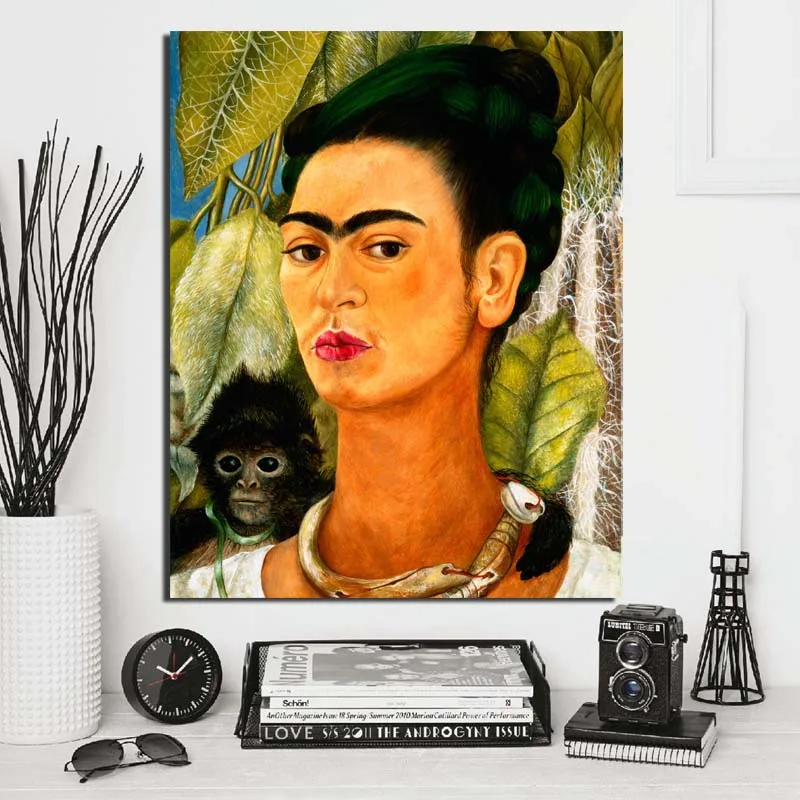Frida Self Portrait With Monkey Canvas Painting Posters Print Marble Wall Art Painting Decorative Picture Modern Home Decoration
Frida Self Portrait With Monkey Canvas Painting Posters Print Marble Wall Art Painting Decorative Picture Modern Home Decoration