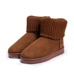 KUYUPP-Patchwork-Knitting-Wool-Women-Snow-Boots-Winter-Shoes-2017-Flat-Heels-Warm-Plush-Ankle-Boots