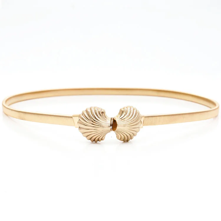 Elastic Metal Belt Shell Buckle Thin Waist belt Golden dress belt Women Elastic Waist Belt Gold
Elastic Metal Belt Shell Buckle Thin Waist belt Golden dress belt Women Elastic Waist Belt Gold