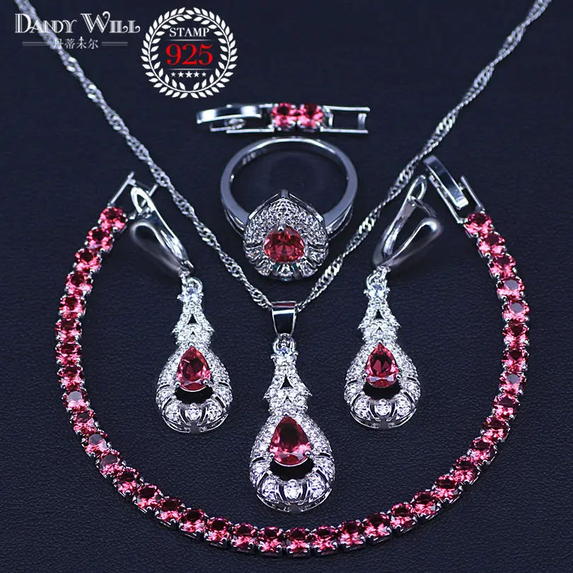 925 Silver Jewelry Sets For Women Rose Red White Crystal Bracelet Earrings Necklace Pendant Rings Free Gift Box
925 Silver Jewelry Sets For Women Rose Red White Crystal Bracelet Earrings Necklace Pendant Rings Free Gift Box