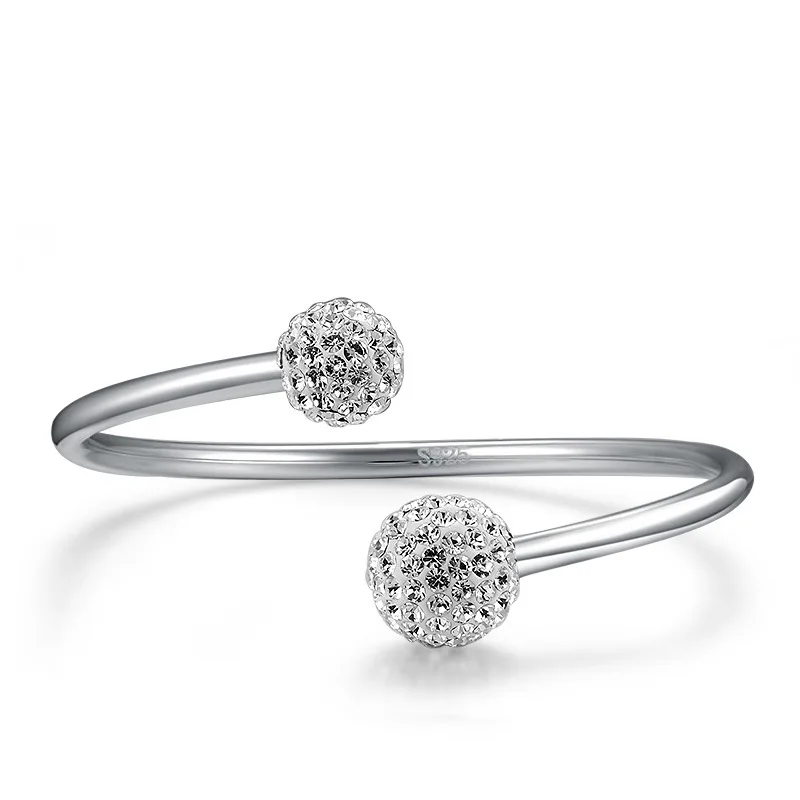 New Arrival Crystal Shiny Shambhala Ball 925 Sterling Silver Women`Open Adjustable Bracelet&Bangle Jewelry Gift sl001 
New Arrival Crystal Shiny Shambhala Ball 925 Sterling Silver Women`Open Adjustable Bracelet&Bangle Jewelry Gift sl001