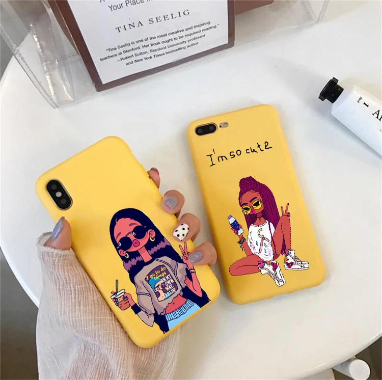 cute black girls cartoon phone Case For iPhone X 7 Plus XS Yellow pink TPU Silicone Phone Cover For iPhone 6S 8 Plus XS Max Case
cute black girls cartoon phone Case For iPhone X 7 Plus XS Yellow pink TPU Silicone Phone Cover For iPhone 6S 8 Plus XS Max Case