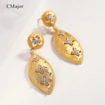 CMAJOR Solid S925 Sterling Silver Four-leaf Clover Drop Earrings Vintage Palace Two Tone CZ Dangle Stud Earrings For Women
CMAJOR Solid S925 Sterling Silver Four-leaf Clover Drop Earrings Vintage Palace Two Tone CZ Dangle Stud Earrings For Women