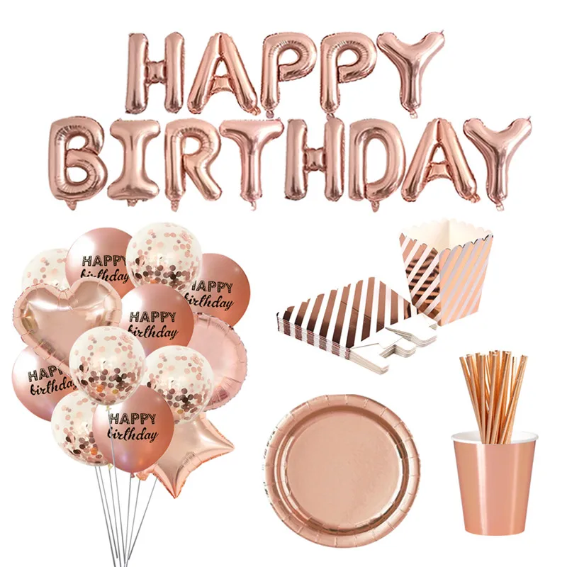 Chicinlife 1set Rose gold Happy Birthday Balloons Plates Cup Kids Adult Birthday Party Decoration Birthday Supplie favor balloon
Chicinlife 1set Rose gold Happy Birthday Balloons Plates Cup Kids Adult Birthday Party Decoration Birthday Supplie favor balloon