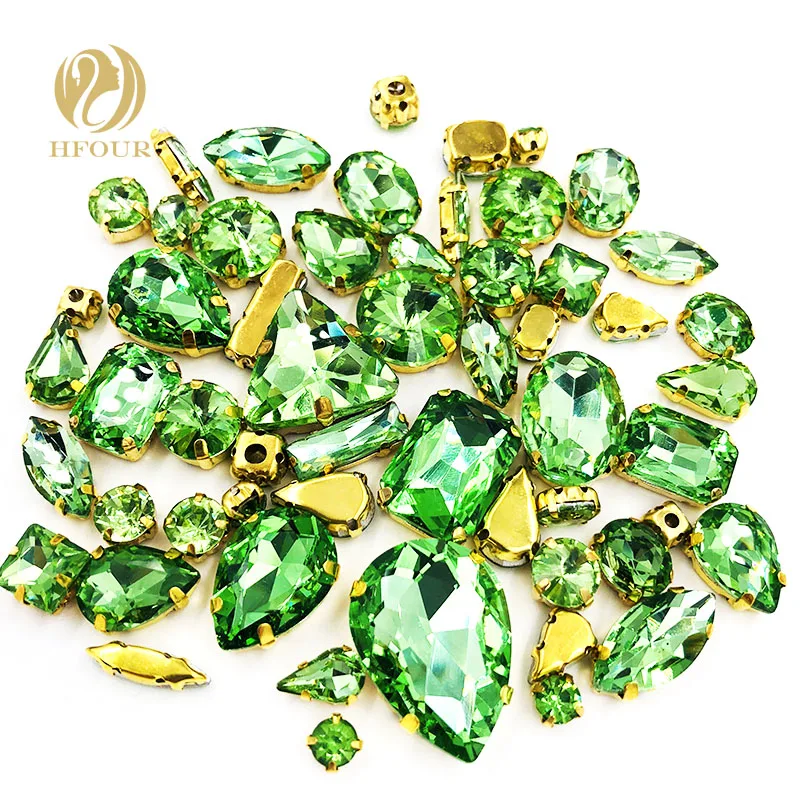 New Product high quality Gold base mixed shape Light green glass flatback sew on rhinestones with claw DIY clothing Accessories
New Product high quality Gold base mixed shape Light green glass flatback sew on rhinestones with claw DIY clothing Accessories