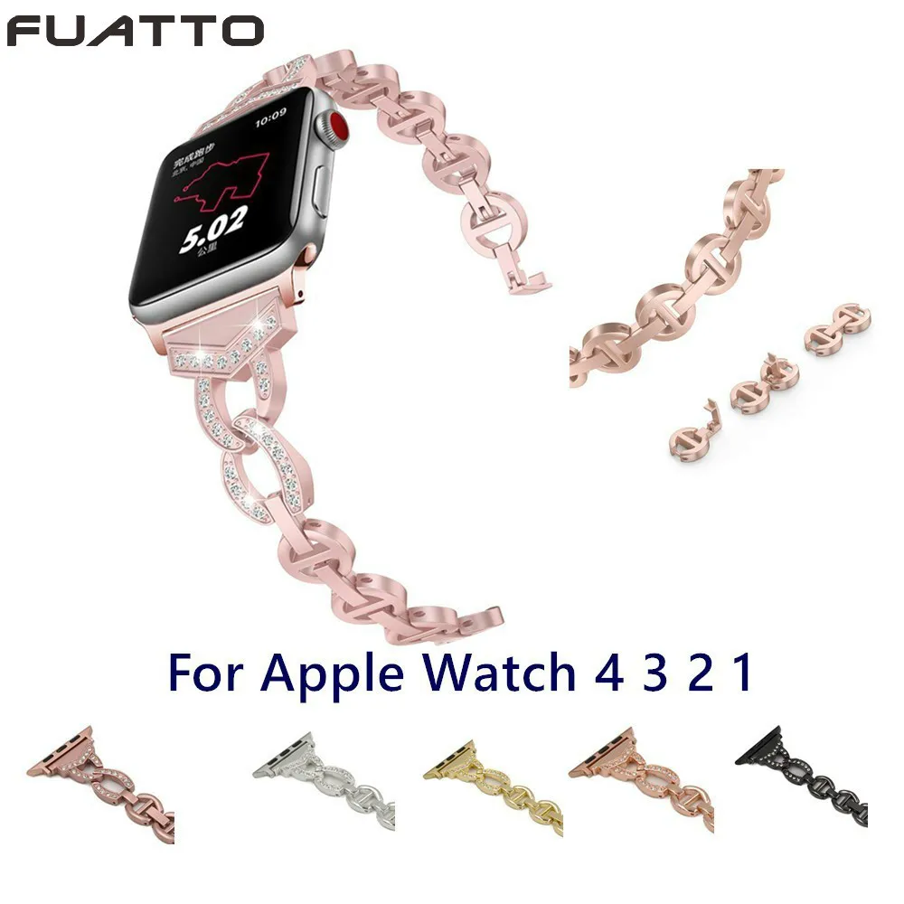 Фото Новый Алмазный Браслет для Apple Watch 4 3 2 1 женский роскошный ремень 40 - купить