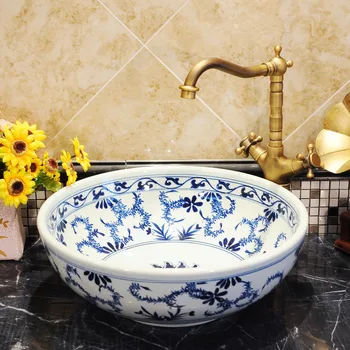 Bthroom Counter Top Wash Basin Cloakroom Hand Painted Vessel Sink bathroom sinks Blue and white bathroom wash hand basin
Bthroom Counter Top Wash Basin Cloakroom Hand Painted Vessel Sink bathroom sinks Blue and white bathroom wash hand basin