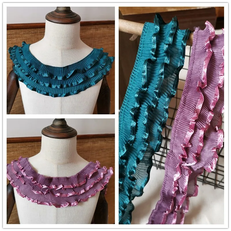 6Meters Diy Baby Doll Clothes Material Collar Cuff Bottom Green Purple Three-Layers Pleated Lace Trim Ruffle Laces Accessories
6Meters Diy Baby Doll Clothes Material Collar Cuff Bottom Green Purple Three-Layers Pleated Lace Trim Ruffle Laces Accessories