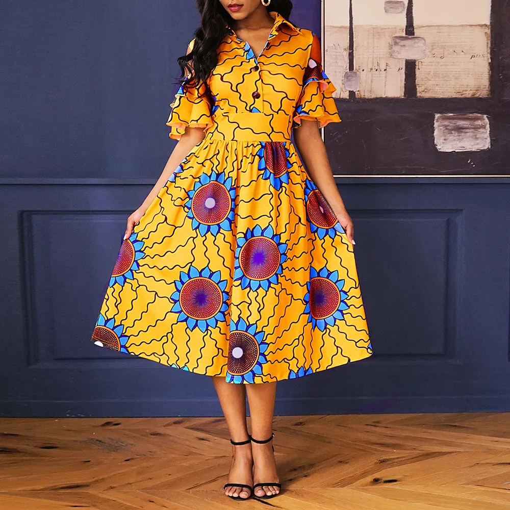 Women Midi Dresses Sexy Party Sweet Elegant Yellow Boho Aline Lapel High Waist Floral Print Travel Beach Party Female Lady Dress
Women Midi Dresses Sexy Party Sweet Elegant Yellow Boho Aline Lapel High Waist Floral Print Travel Beach Party Female Lady Dress
