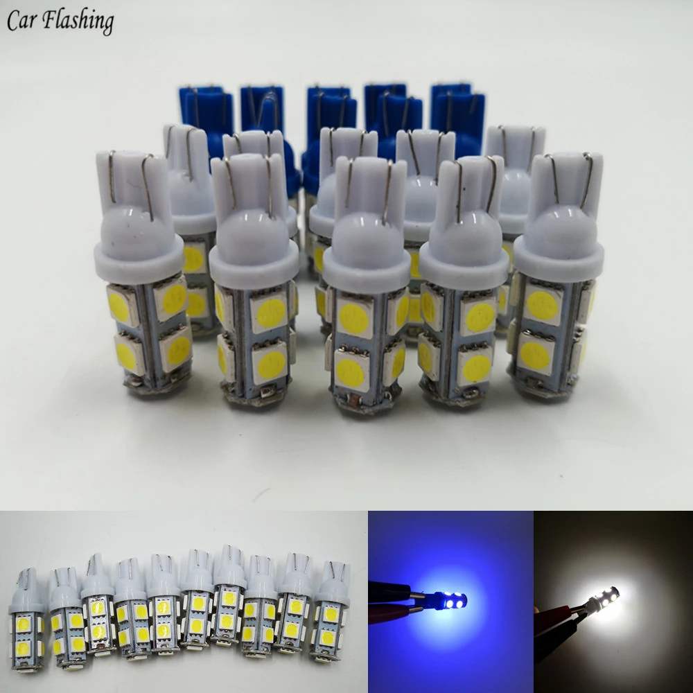 100X LED light T10 W5W LED Bulbs 9SMD 5050 W5W T10 LED White Blue auto car wedge clearance lights W5W 194 168 led interior lamp
100X LED light T10 W5W LED Bulbs 9SMD 5050 W5W T10 LED White Blue auto car wedge clearance lights W5W 194 168 led interior lamp