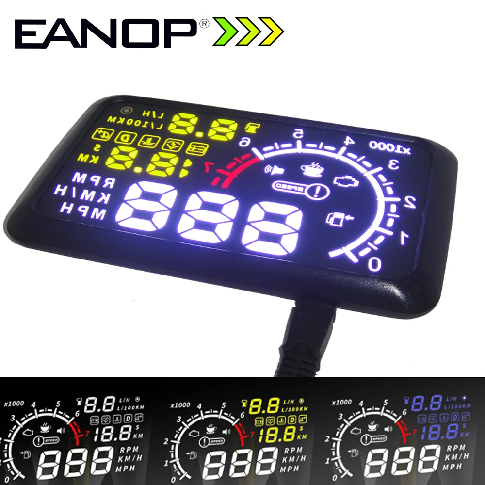 EANOP 5.5X HUD Headup Display Car Speed Projector Dashboard Windshield Projector Head OBD2 fuel Overspeed KM/H,RPM Clock
EANOP 5.5X HUD Headup Display Car Speed Projector Dashboard Windshield Projector Head OBD2 fuel Overspeed KM/H,RPM Clock
