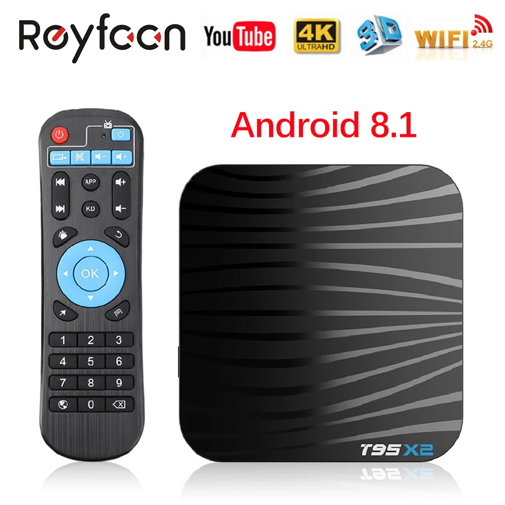 Android 8.1 Smart TV BOX T95 X2 4GB 64GB Amlogic S905X2 Quad Core X2 2.4&5G Wifi H.265 4K 3D USB3.0 Google Play Netflix Youtube
Android 8.1 Smart TV BOX T95 X2 4GB 64GB Amlogic S905X2 Quad Core X2 2.4&5G Wifi H.265 4K 3D USB3.0 Google Play Netflix Youtube