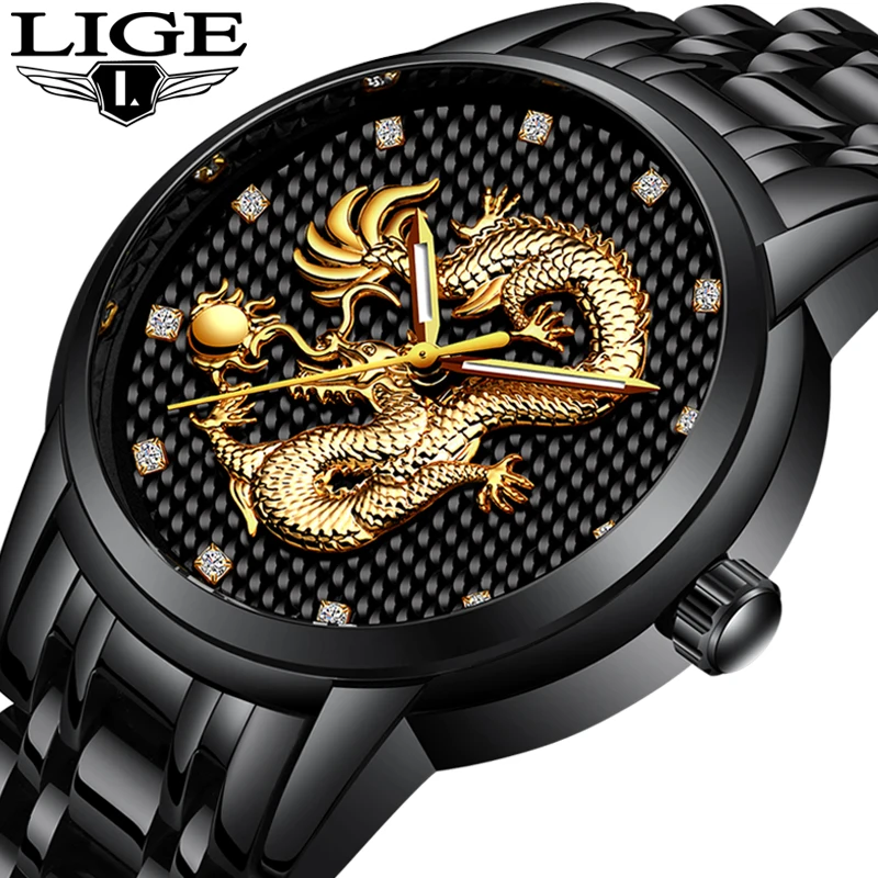 LIGE Mens Watches Top Brand Luxury Quartz Watch Men Casual Waterproof Gold Dragon Full Steel Sport Wrist Watch Relogio Masculino
LIGE Mens Watches Top Brand Luxury Quartz Watch Men Casual Waterproof Gold Dragon Full Steel Sport Wrist Watch Relogio Masculino