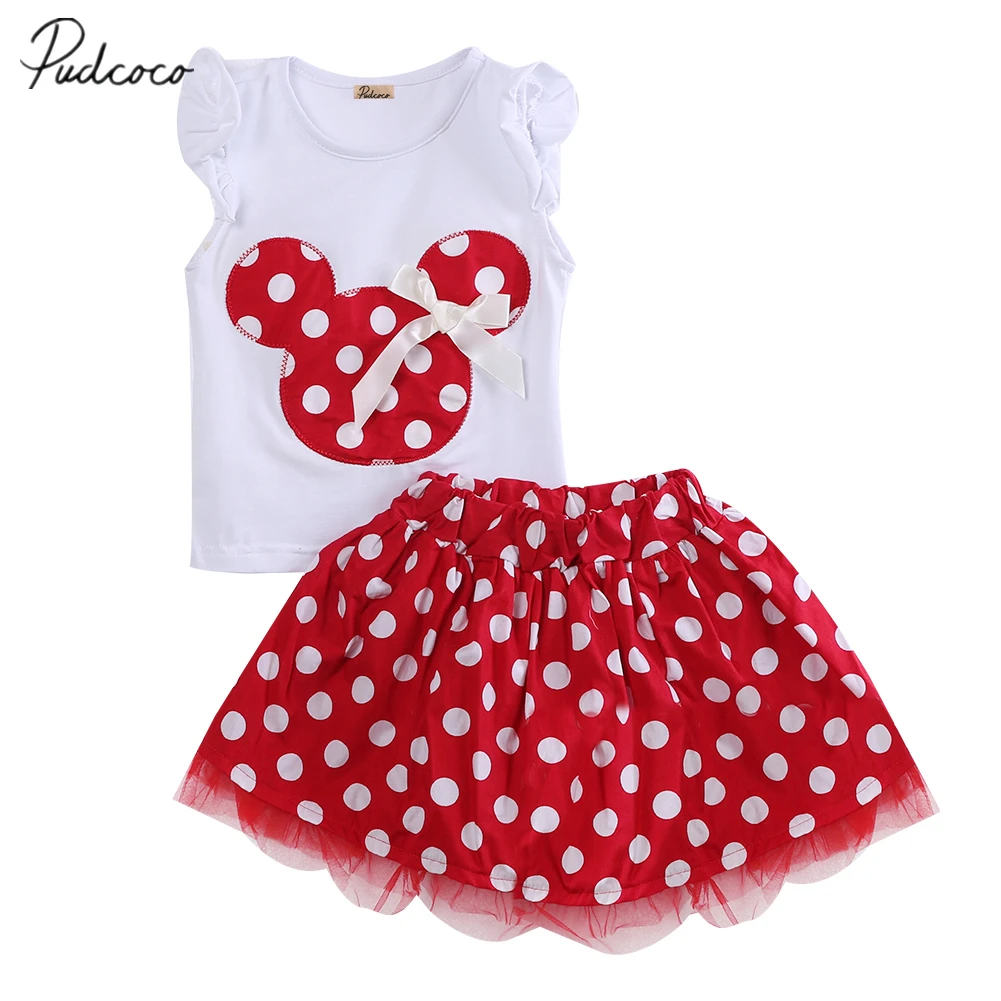 Toddler Girls Baby Kids Minnie Top Shirt Tutu Skirt Dress Summer Outfits Clothes