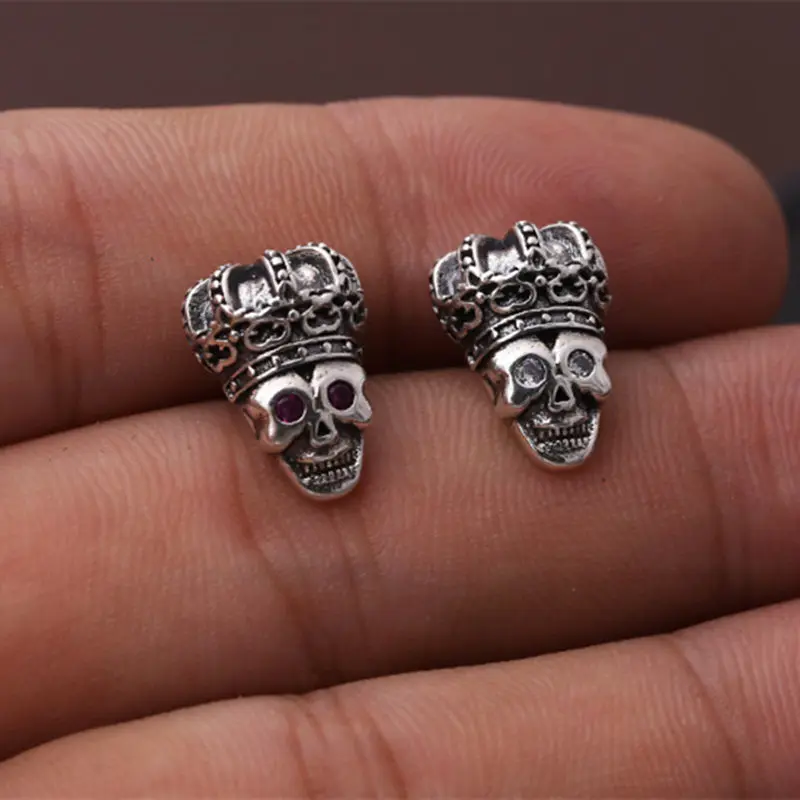 Solid Silver 925 Crown Skull Stud Earring For Men Women Pink / Clear Stone Gothic Punk Sterling Silver 925 Jewelry Thai Silver
Solid Silver 925 Crown Skull Stud Earring For Men Women Pink / Clear Stone Gothic Punk Sterling Silver 925 Jewelry Thai Silver