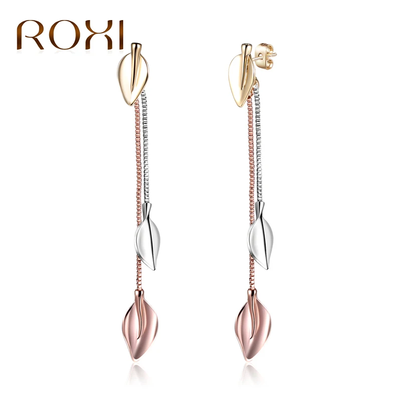 ROXI ROMAD Brand Rose Gold Color Leaf Drop Earrings For Women Three Colors Long Chain Dangle Earrings Fashion Jewelry Party Gift
ROXI ROMAD Brand Rose Gold Color Leaf Drop Earrings For Women Three Colors Long Chain Dangle Earrings Fashion Jewelry Party Gift