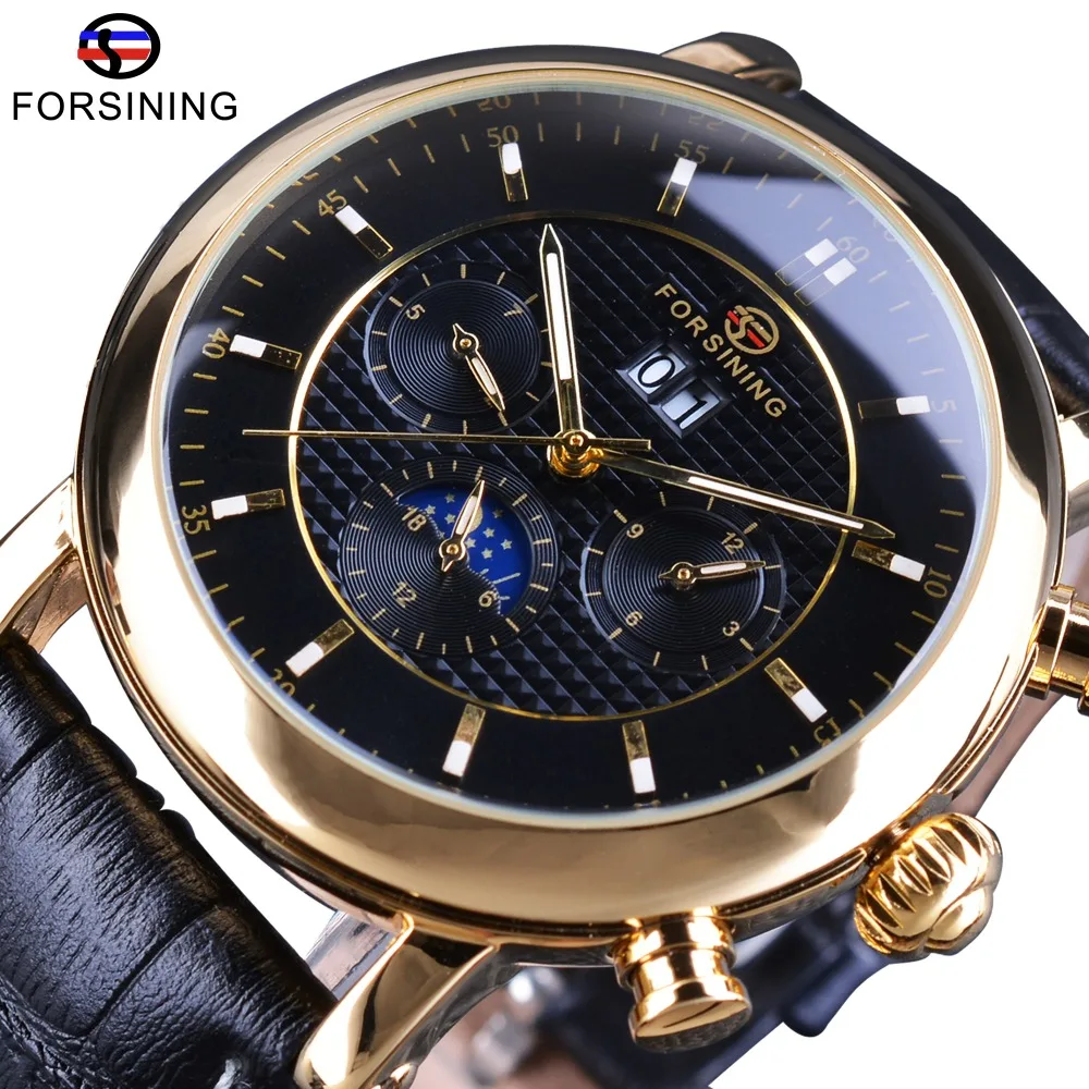 Forsining Luxury Moonphase Calendar Display Unique Design Crown Genuine Leather Shanghai Movement Men Automatic Watch Top Brand
Forsining Luxury Moonphase Calendar Display Unique Design Crown Genuine Leather Shanghai Movement Men Automatic Watch Top Brand