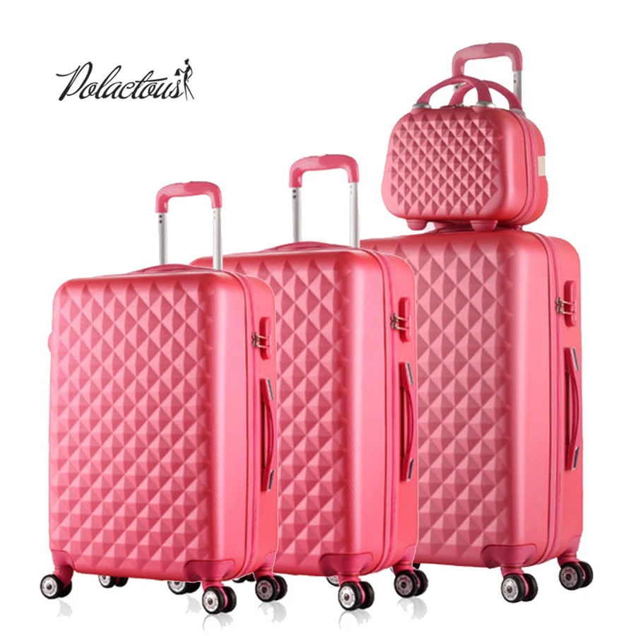 

12"20"24"28"4Piece Diamond lines Trolley suitcase/travell case luggage/Pull Rod trunk rolling spinner wheels/ABS boarding bag