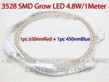 9.6w 2 peças por lote, 1 630 630nmred + 1 450nmBlue SMD cresce a luz led, tira flexível Cresce A Luz para crescer plantas da grama no tanque do aquário(China)