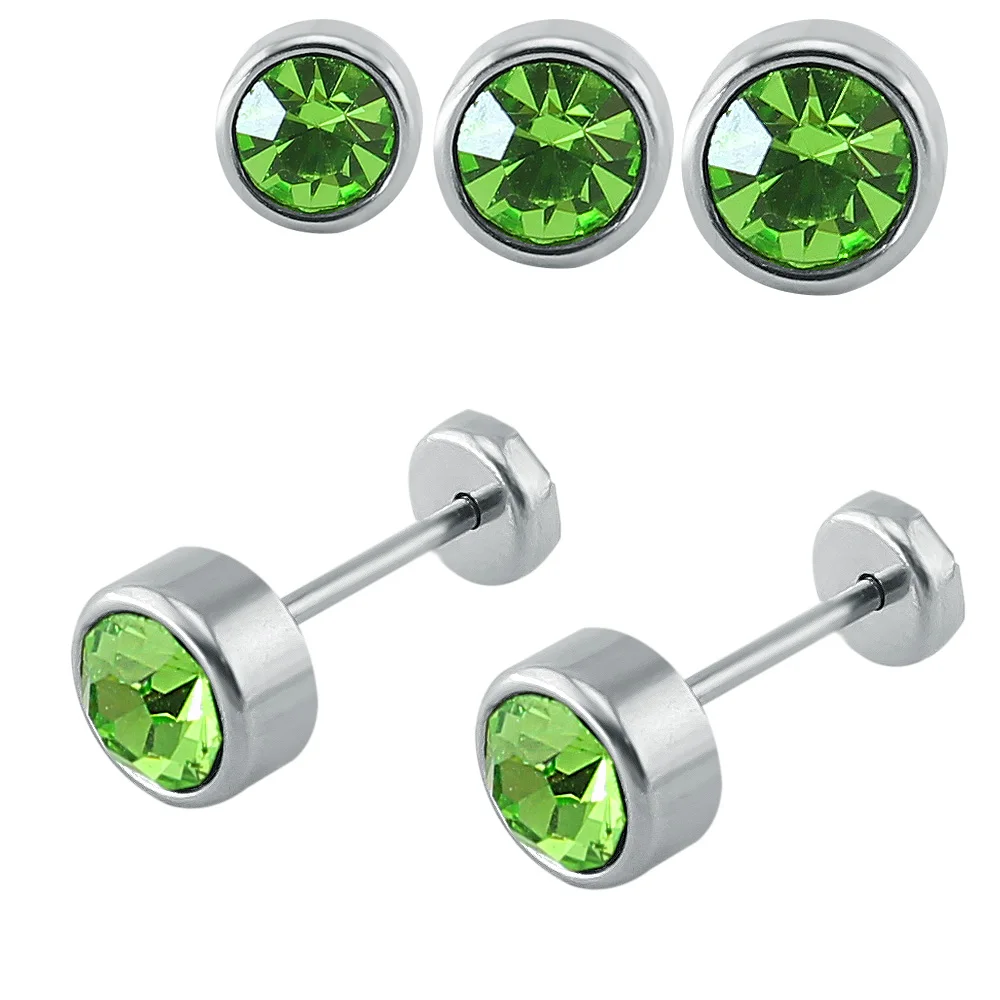 Surgical Steel Kids Stud Earrings with Green Cubic Zircona Cute Earrings Piercing for Small Children Baby Kids Cartilage Jewelry
Surgical Steel Kids Stud Earrings with Green Cubic Zircona Cute Earrings Piercing for Small Children Baby Kids Cartilage Jewelry