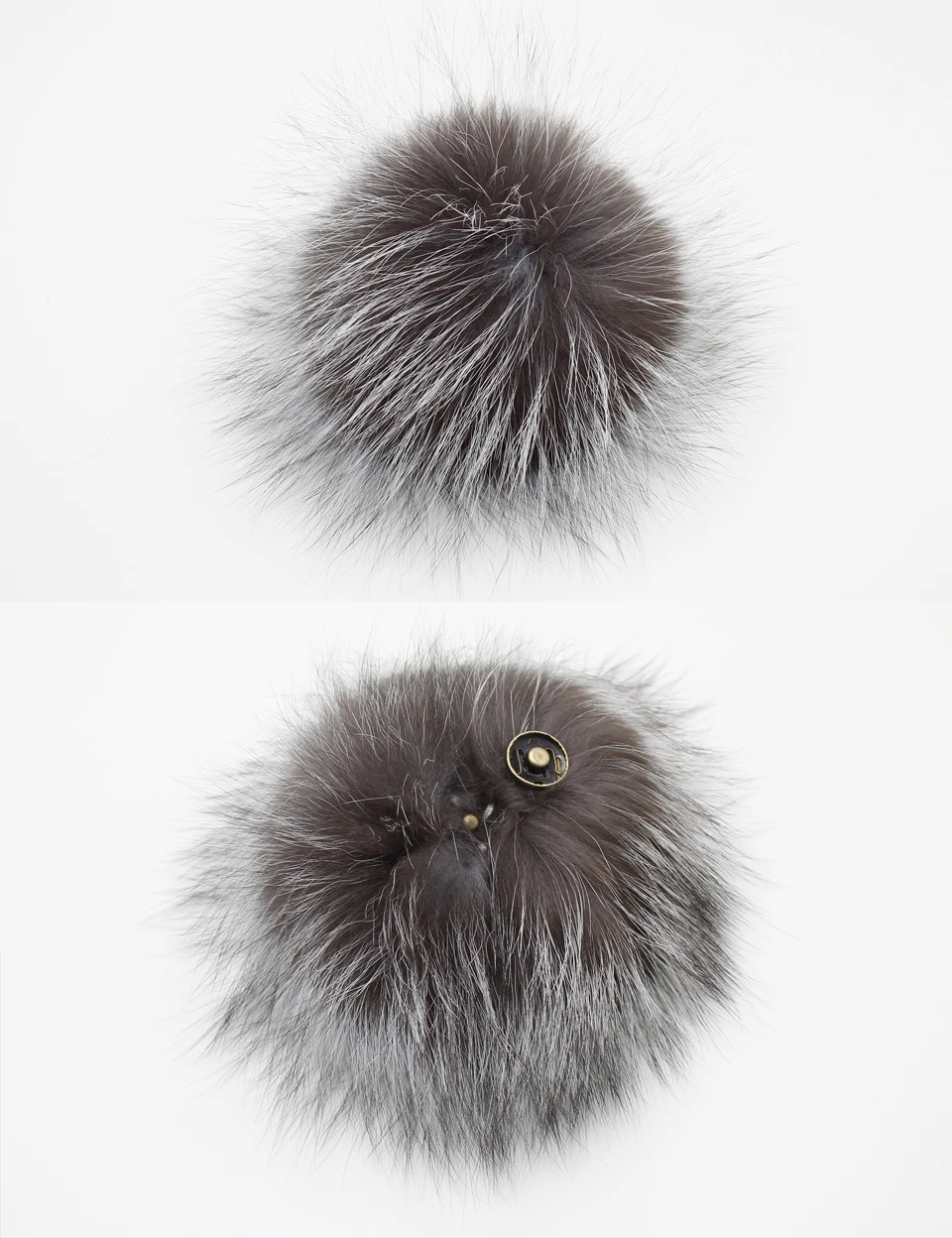 Luxurious 100% Real Silver Fox Fur Pompoms For Winter Hat 15cm Genuine Fur Pom For Bag Hats Cap Scarf Gloves (3)