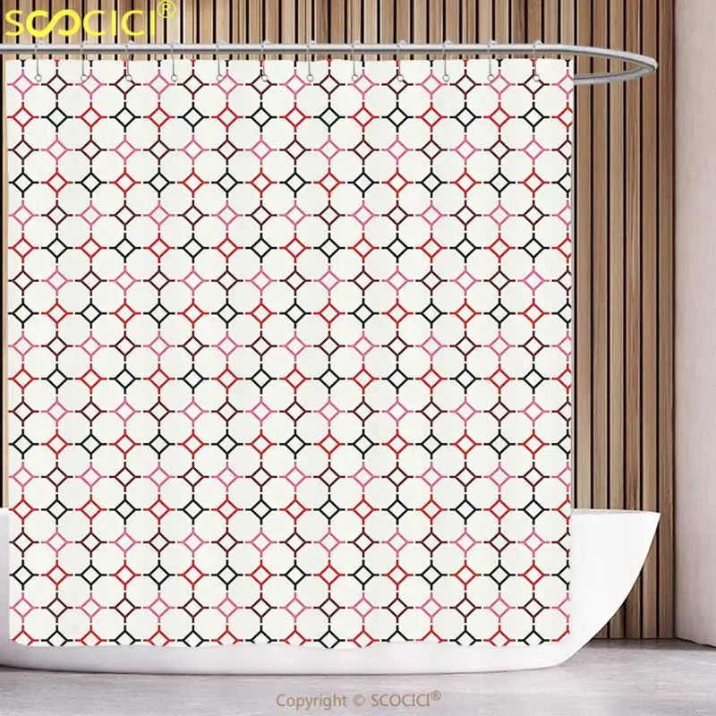 Unique Shower Curtain Retro Vintage Kitsch Pattern with Wavy Repeating Lines Simplistic Figures and Bands Print Multicolor
Unique Shower Curtain Retro Vintage Kitsch Pattern with Wavy Repeating Lines Simplistic Figures and Bands Print Multicolor