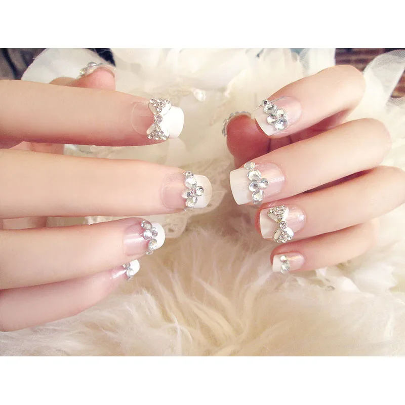 Cute Bowknot Full Cover False Nail DIY Transparent Color Nail Art Tips with Glue Bride Wedding Shining Rhinestone False Nails
Cute Bowknot Full Cover False Nail DIY Transparent Color Nail Art Tips with Glue Bride Wedding Shining Rhinestone False Nails