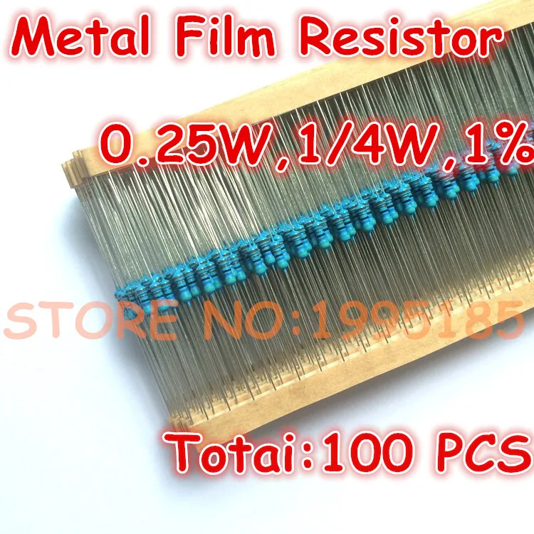 100 шт./лот 150K ohm 1% 1/4W металлический пленочный резистор 0 25 W ROHS | Строительство и