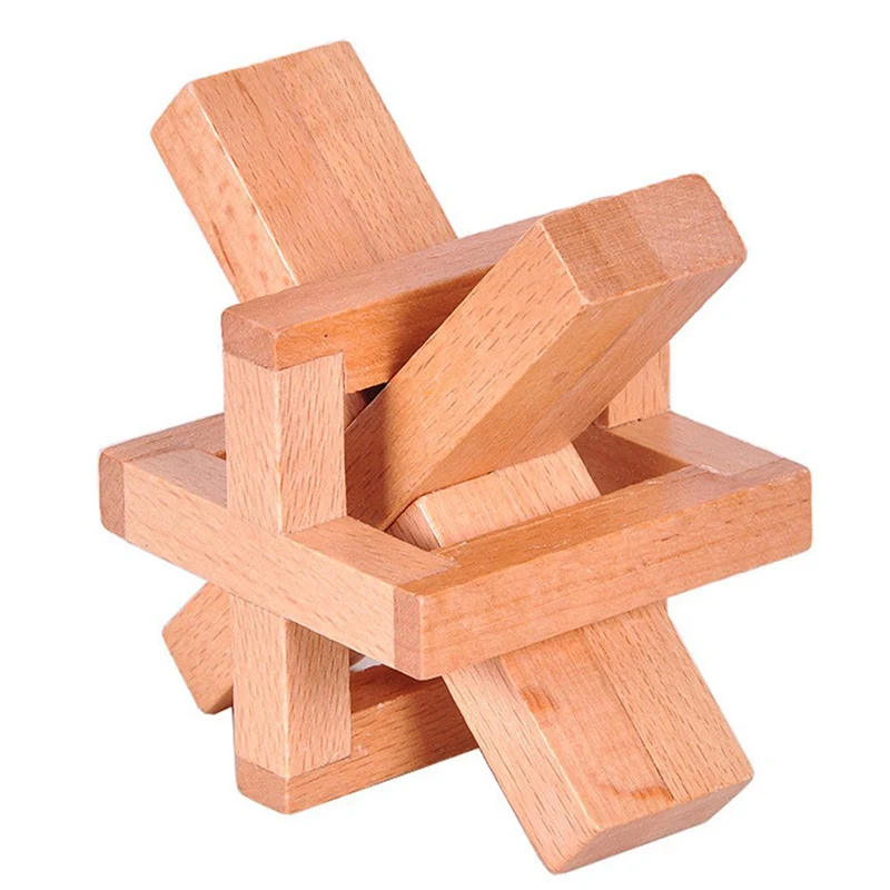Деревянная осадная Блокировка волшебный пазл X in a Box головоломки с заусенцами