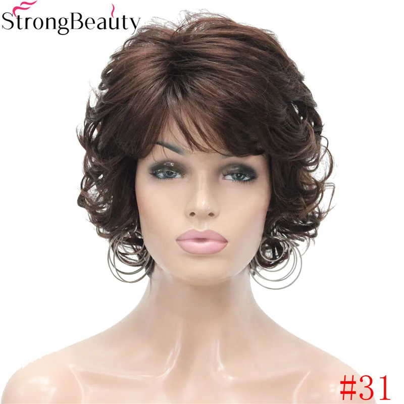 RG-221 31 New Women's wigs Wavy Curly Dark Auburn 31# Short Synthetic Hair Full Wig (1)