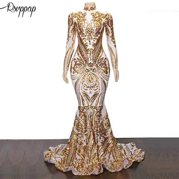 Long Prom Dresses 2020 Sparkly High Neck Golden Sequin Sexy White Mermaid African Women Long Sleeve Party Prom Dress
Long Prom Dresses 2020 Sparkly High Neck Golden Sequin Sexy White Mermaid African Women Long Sleeve Party Prom Dress