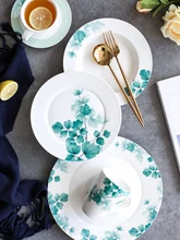 EECAMAIL 和風新鮮なイチョウセラミック食器セットプレートホーム皿西部ディッシュのステーキプレートマグボウルデザートプレート(China)