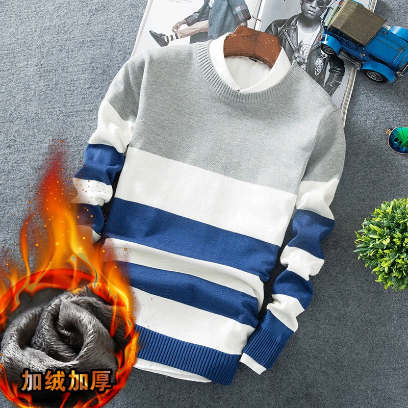 2018 Winter New Arrivals Thick Warm Fleece Sweaters Striepd Christmas Sweater Men Brand-Clothing Knitted Cashmere Pullover Men
2018 Winter New Arrivals Thick Warm Fleece Sweaters Striepd Christmas Sweater Men Brand-Clothing Knitted Cashmere Pullover Men
