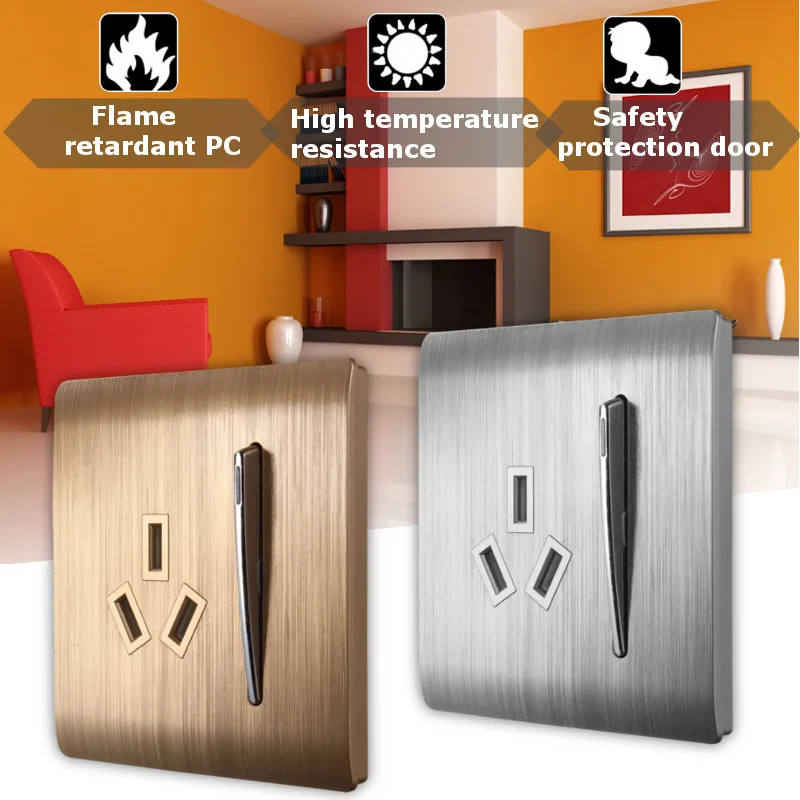 110~250V Electrical Sockets Control Wall Mount Switch With 3 Pole Socket Switch Outlet Home Switching Silver/Gold Color
110~250V Electrical Sockets Control Wall Mount Switch With 3 Pole Socket Switch Outlet Home Switching Silver/Gold Color
