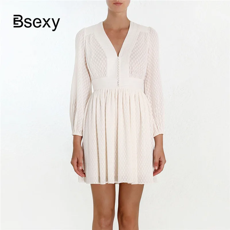 Casual Women White Dress 2019 Brand Designer Runway Dress Sexy V neck Full Sleeve Female Elegant Tunic Dress vestidos verano
Casual Women White Dress 2019 Brand Designer Runway Dress Sexy V neck Full Sleeve Female Elegant Tunic Dress vestidos verano