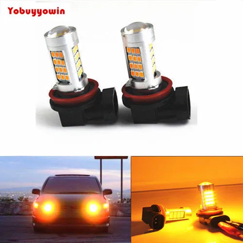 

2 x H11 H8/H9 42 SMD 100W Samsung 2323 Chips LED 3000K Amber Projector Fog Light Bulbs DRL Car Lighting