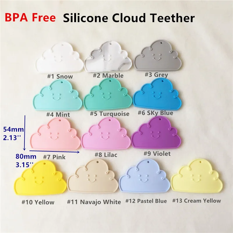 Chenkai 20PCS BPA Free Silicone Cloud Teether Baby Shower Pacifier Dummy Teething Chewable Pendant Nursing Jewelry Sensory Toy
Chenkai 20PCS BPA Free Silicone Cloud Teether Baby Shower Pacifier Dummy Teething Chewable Pendant Nursing Jewelry Sensory Toy