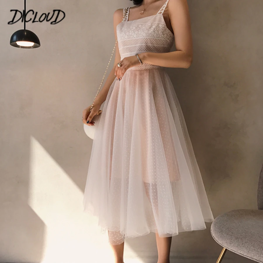 DICLOUD Korea Lace Mesh Elegant Dress Women 2018 New Spaghetti Strap Vintage Dress Woman High Waist Party Long Dresses Vestido
DICLOUD Korea Lace Mesh Elegant Dress Women 2018 New Spaghetti Strap Vintage Dress Woman High Waist Party Long Dresses Vestido