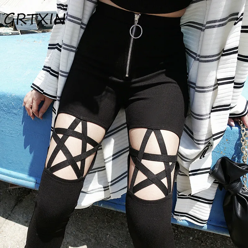 GRTXIN New Fashion Punk Gothic Women Pant Leggings Hollow Out Five-Pointed Star Female Clothing Pantalon Femme
GRTXIN New Fashion Punk Gothic Women Pant Leggings Hollow Out Five-Pointed Star Female Clothing Pantalon Femme